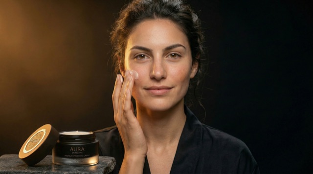 Modella con crema viso